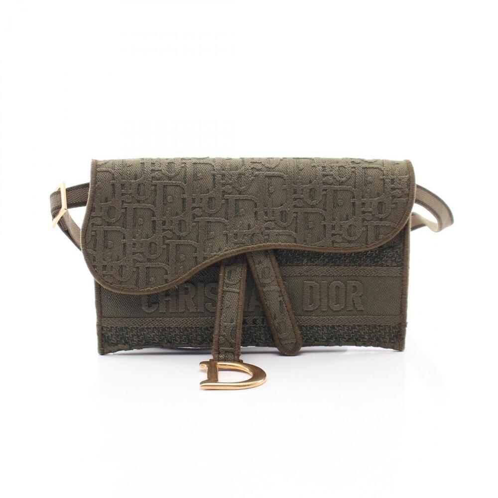 Christian Dior Dior Oblique Saddle Bag Slim Pouch Waist Body Handbag Leather ...